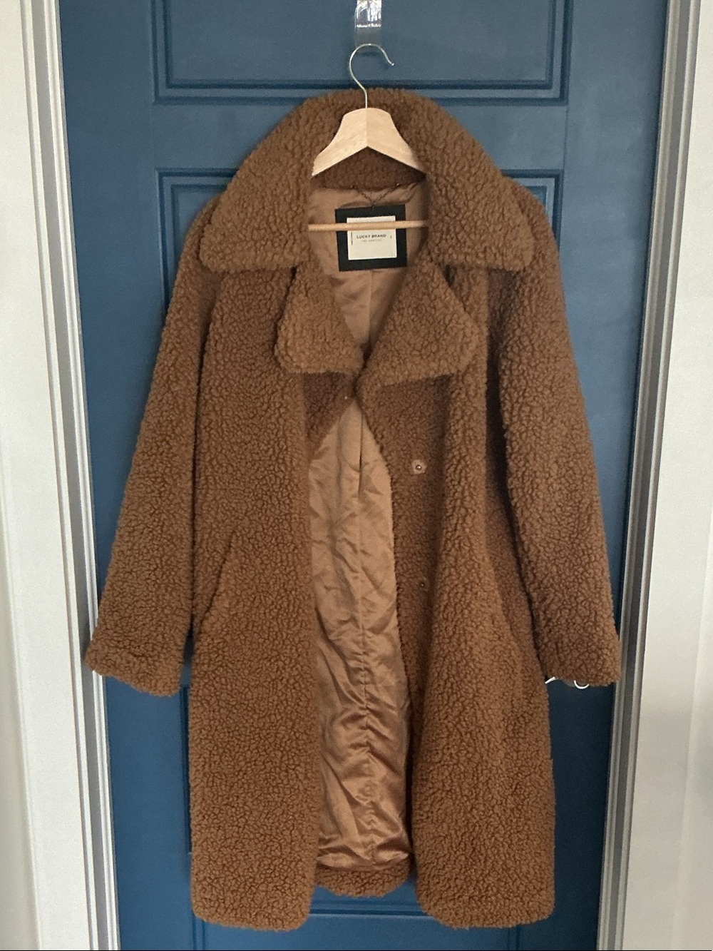Lucky Brand Chestnut Teddy Faux-Shearling Coat